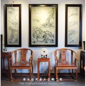 天然大理石画风景观赏高档收藏礼精品奇地多三条屏风摆件中式家具